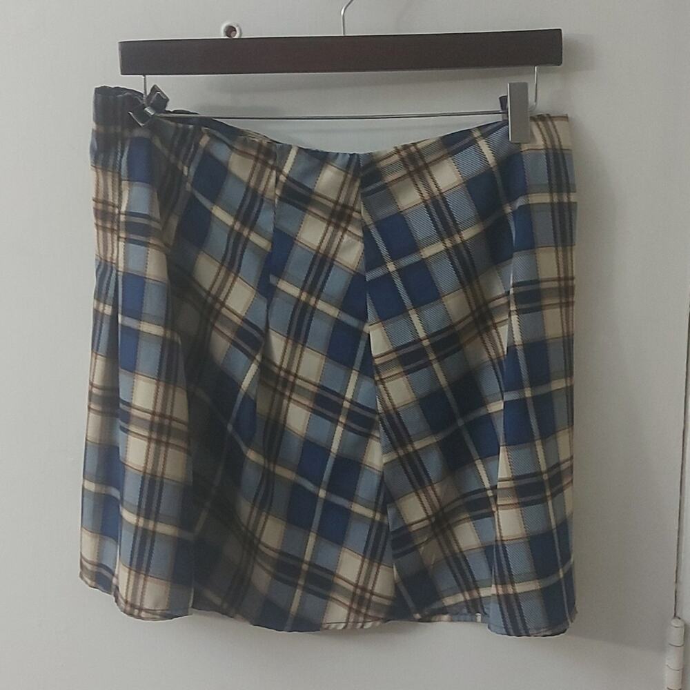 Shein Plaid Print High Waist Zip Up Mini Skirt XL Academia Twee Classic Preppy